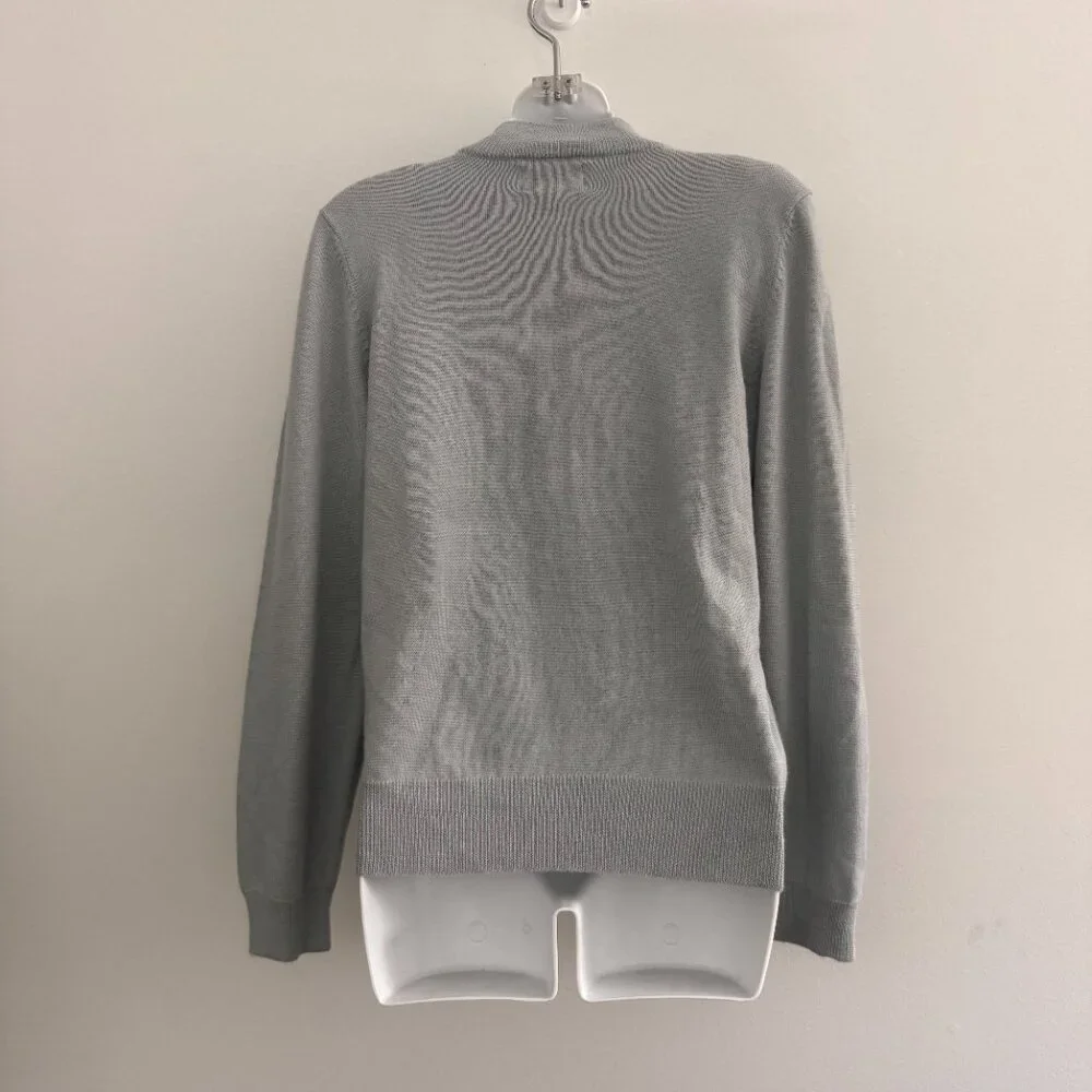 Vintage 1990's Kasper Knit Mock Neck Sweater | Icy Blue Gray | Size L - Picture 4 of 11